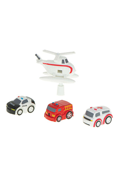 SOLLUXE Interactive circuit with obstacles, parking and police vehicles, ambulance, fire department, 34x30 cm