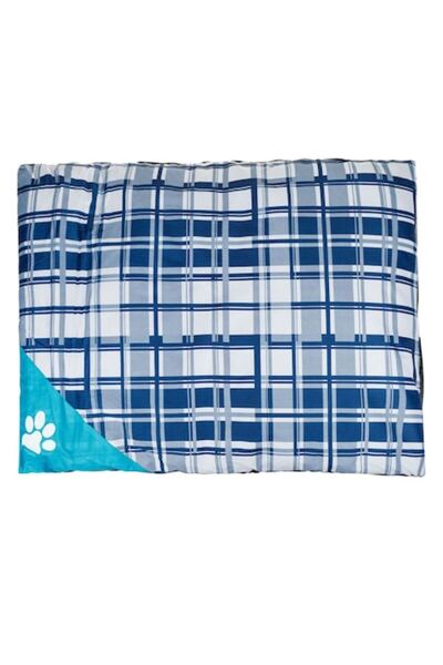 SHOPIENS Pernă de podea pentru animale de companie, în carouri albastru/alb, ...