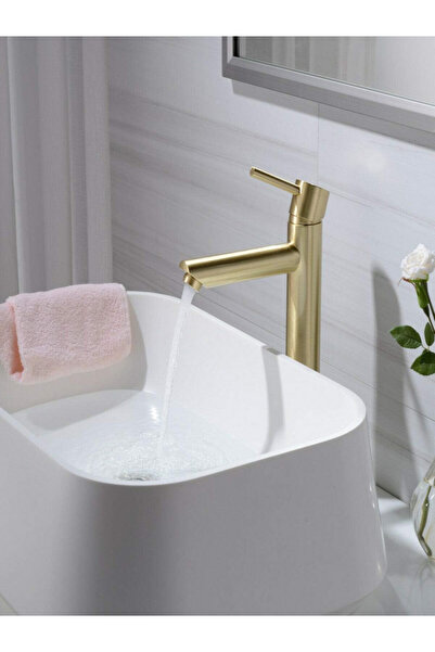KcA Fixed Sink Faucet Gold Delta Rod Handle