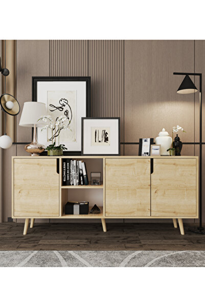 VM VERTEX MOBİLYA Latina Modern Konsol 3 Kapaklı 180 Cm Safir Meşe