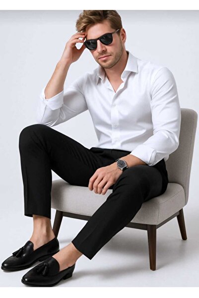 ZENGOLL & RAMİRES Güncüoğlu Long Sleeve Slim Fit Micro Satin Shirt for Men