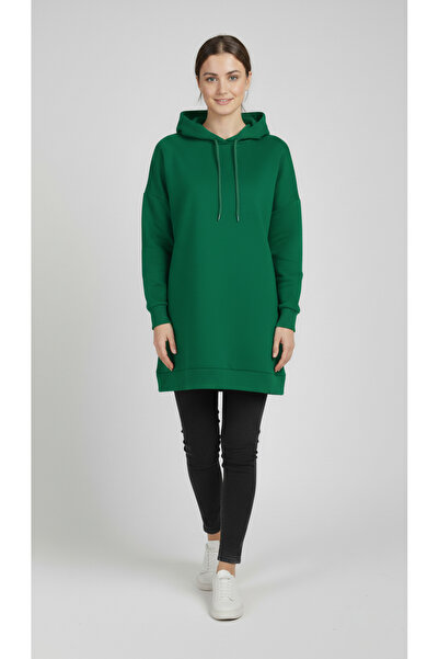 nacar çarşı Hanorac verde de bază, supradimensionat, cu glugă, model Bell, pe...
