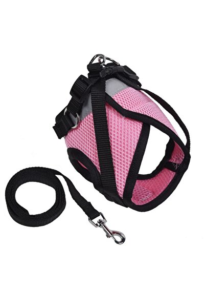 MYONNA IT & E- COMMERCE Dog Harness with Leash, Size S, Reflective, Pink/Black