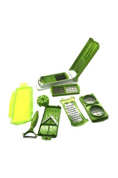 Generic 12-Piece Multifunctional Vegetable Slicer Set Green/White