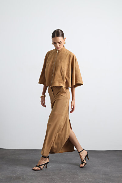 Mozto Umbria Suede Camel Skirt