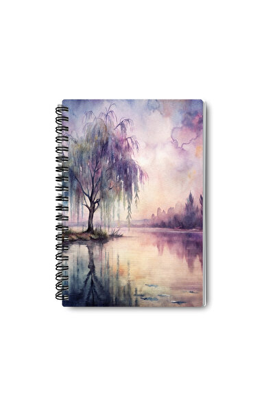 qoeuyl boutique Purple Dream Nostalgic Design Wire Spiral A5 Lined 4-Piece Souvenir, Memory, School Notebook Set