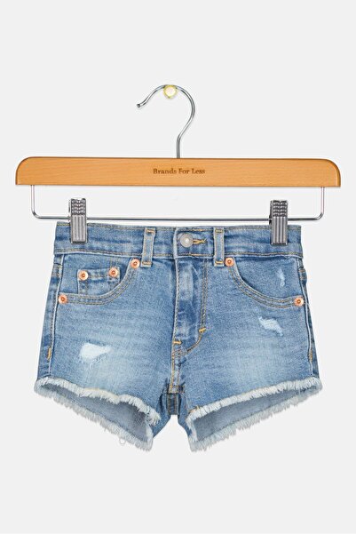 Levi's Toddlers Girl Washed Denim Shorts, Blue