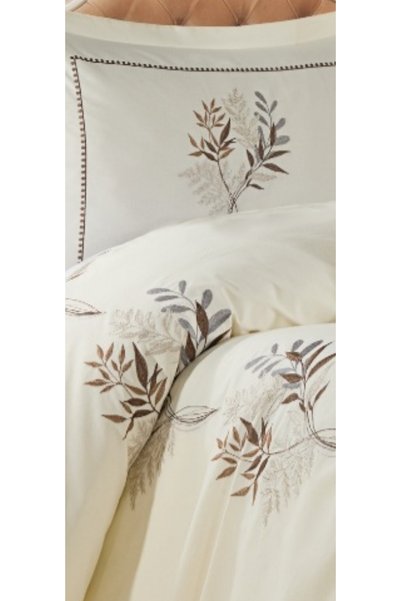 Manora Dowry Embroidered Floral Cotton Double Duvet Cover Set (200×220 cm)