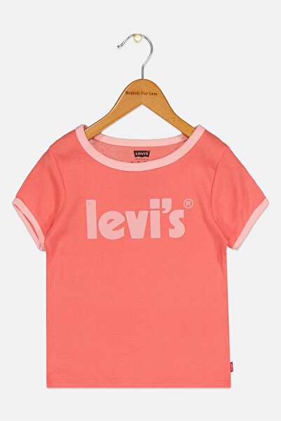 Levi's Kids Girl Crew Neck Short Sleeve Brand Logo Top, Pink