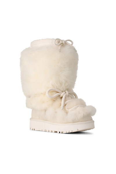 UGG Kadın Uzun Boy Kürklü İp Bağlamalı Düz Taban Beyaz Bot & Bootie 1171570-WHITE