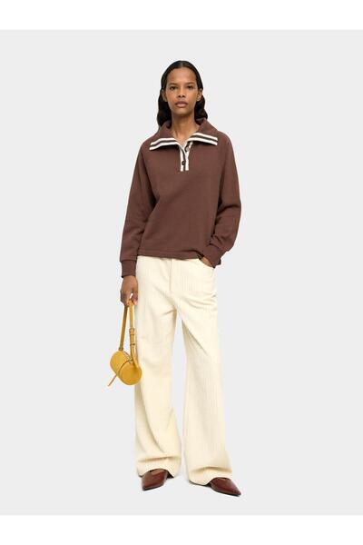 PARFOIS Polo Yakalı ve Çizgili Sweatshirt