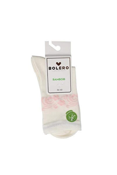 Bolero Women's Premium Stitch-Free Bamboo Conch Floral Socks Ecru