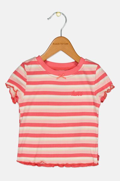 Levi's Toddlers Girl Crew Neck Short Sleeve Embroidered Logo Top, Multicolor