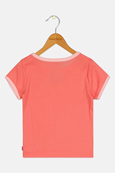 Levi's Kids Girl Crew Neck Short Sleeve Brand Logo Top, Pink