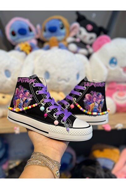 MECH BUTİK Demon Hunter Huntrix cu imprimeu Pantofi de sport cu șireturi, cu mărgele și glezne, cu glezne înalte