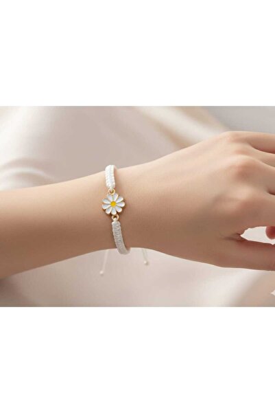 henahera accessory Kadın Tasarım Papatya Makrome Şans Bilekliği