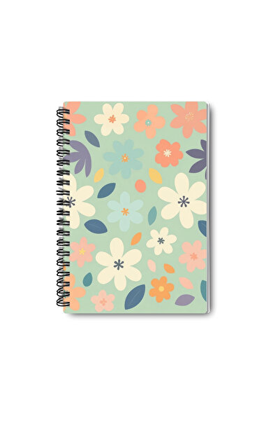 qoeuyl boutique مجموعة دفاتر ملاحظات مدرسية مكونة من 4 قطع بتصميم زهور بألوان الباستيل مع سلك حلزوني مقاس A5