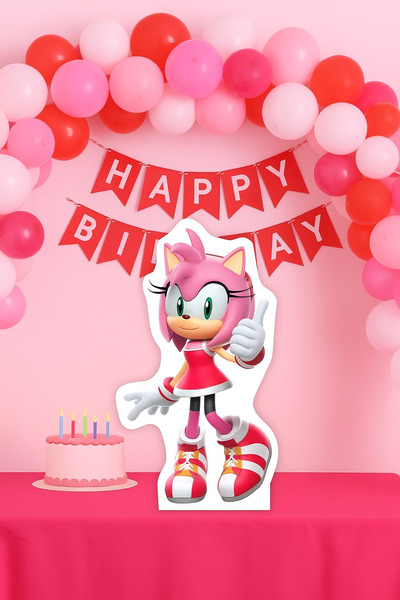 DODOMAR Ayaklı pano Sonic Boom 33x24 Amy Pembe Masa Dekoru Çocuk Odası Dekoru Pembe