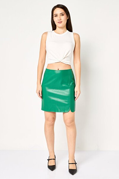 PROMOD Women Plain Mini Skirt, Green