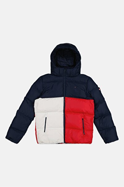 Tommy Hilfiger Kids Boy Colorblock Puffer Jacket, Navy Combo