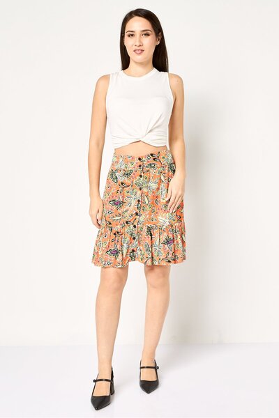 PROMOD Women Allover Print Mini Skirt, Multicolor