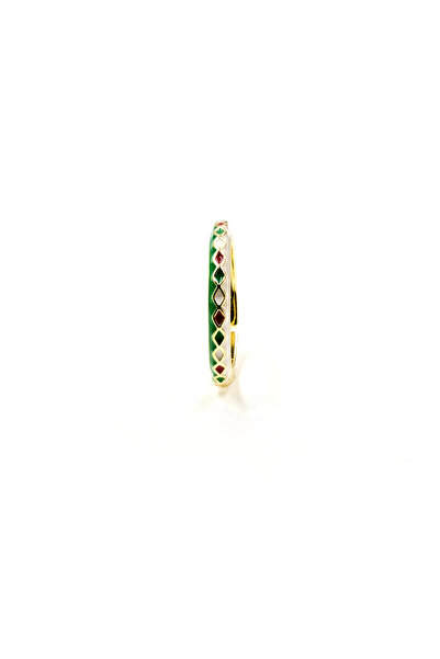 Sose Moda Full Tour Green Ring with Enamel - Colorful |   Adjustable, Does Not Blacken