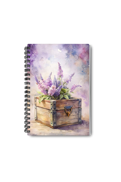 qoeuyl boutique Purple Dream Nostalgic Design Wire Spiral A5 Lined 4-Piece Souvenir, Memory, School Notebook Set