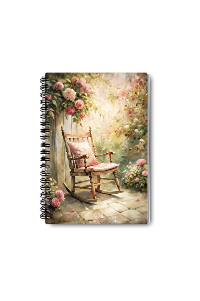 qoeuyl boutique Pink Dreams Design nostalgic Spirală din sârmă A5 fără linii Set de 4 caiete de amintire, memorii, școală
