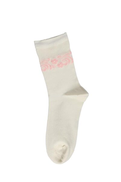 Bolero Women's Premium Stitch-Free Bamboo Conch Floral Socks Ecru