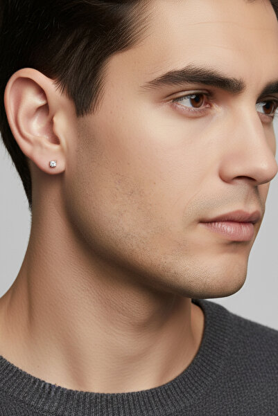 ZÜMRÜT SARRAF Kalp Tırnak Tektaş Küpe 4 mm ROSE