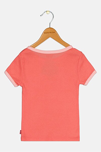 Levi's Toddlers Girl Crew Neck Short Sleeve Brand Logo Top, Pink