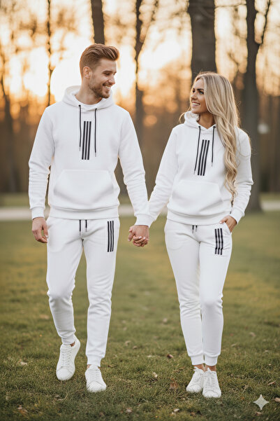 dwnwear Зимен комплект за влюбени, комплект с раирани мъжки блуза и долнище Комплект от 2 части за мъже/жени