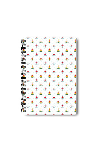 qoeuyl boutique New Year Themed Design Wire Spiral A5 Lined 4-Piece Souvenir, Memory, School Notebook Set