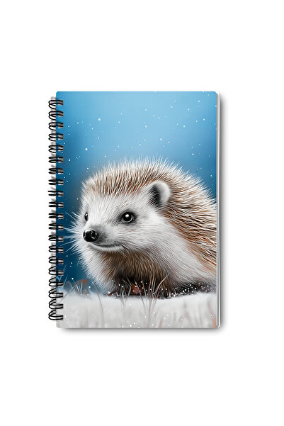 qoeuyl boutique مجموعة دفاتر ملاحظات مخططة بتصميم شتوي على شكل قنفذ، مقاس A5، مكونة من 4 قطع، تصلح كتذكار أو للذكريات أو للمدرسة