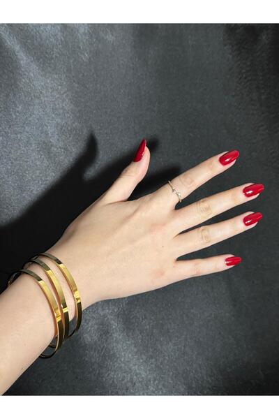 Sirena Accessories 3'lü Kalın Ajda 22 Ayar Gold Kaplama Paslanmaz Çelik