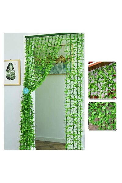 abnturk Yaprak Perde Kapı Süsü Kapı Perdesi 90x175cm 12 Sıralı Bambu Kapı Süsü