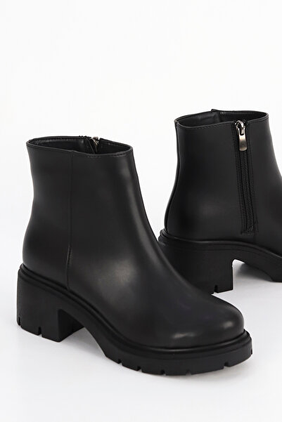 Mamito Ayakkabı JVL 557 Yandan Fermuarlı Orta Topuk Yarım Bot