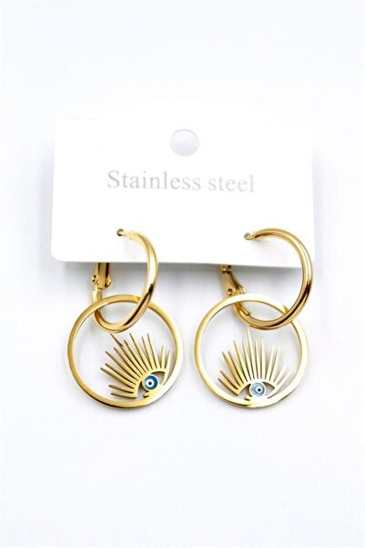 Royaleks Group Eye Steel Hoop Earrings - Gold