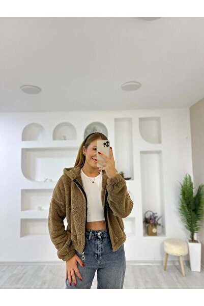 İrka Moda Kapşonlu Teddy Peluş Ceket