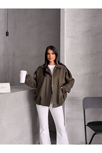 MODA سترة بومبر من جلد الغزال ذات مظهر أنيق