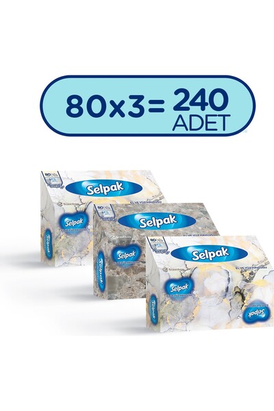 Selpak El ve Yüz Havlusu Kutulu Mermer Desen 3'lü 240 Yaprak