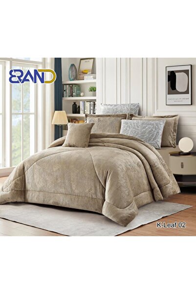 Moon 7-piece winter bedspread for two people, plain side and fur side