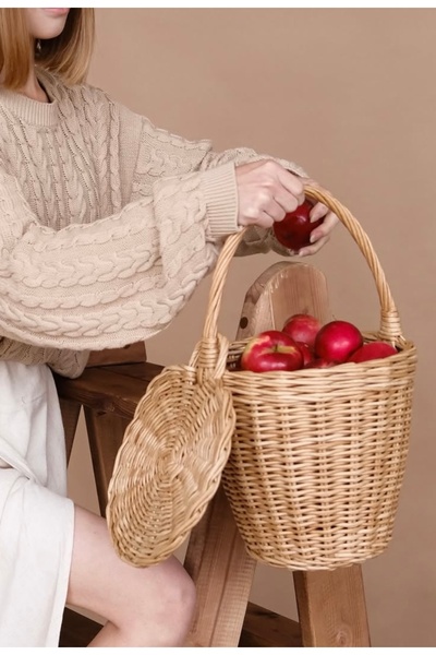 MİESSA Hasır patates soğan sepeti, meyve sepeti, mutfak dekoratif sepet