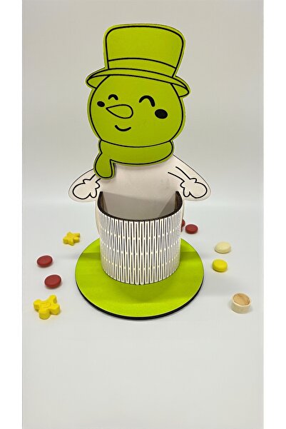 Pemina حامل أقلام على شكل رجل ثلج مصنوع من خشب MDF بسمك 3 مم