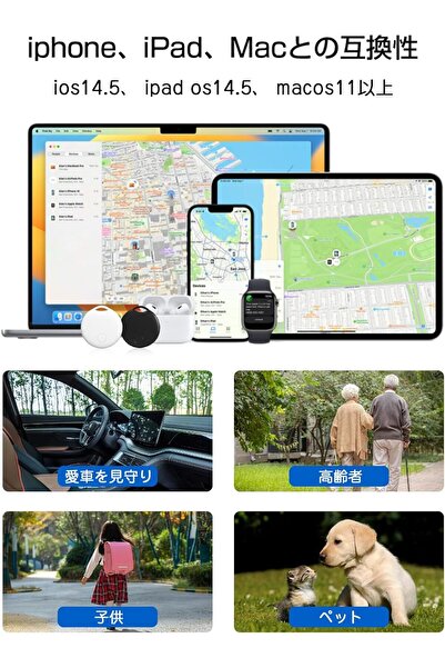 TERRION Smart Tracker GPS Small Anti-Loss Tag (White) - MFi Certified, iOS Only