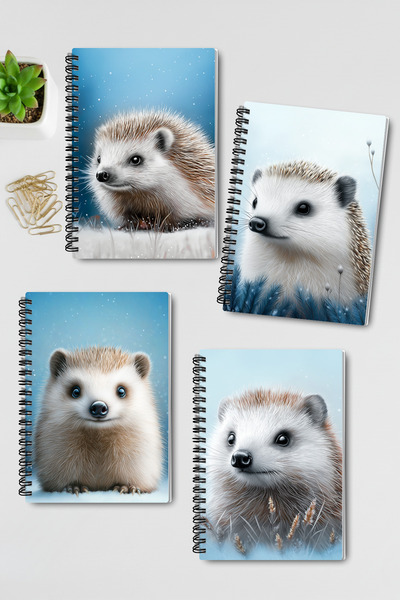 qoeuyl boutique مجموعة دفاتر ملاحظات A5 بتصميم شتوي على شكل قنفذ، بدون خطوط، ...