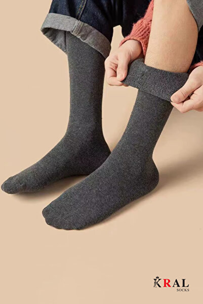 KRAL SOCKS Thermal Men's (5 Pairs) Cotton Winter Towel Mixed Color Long Socks