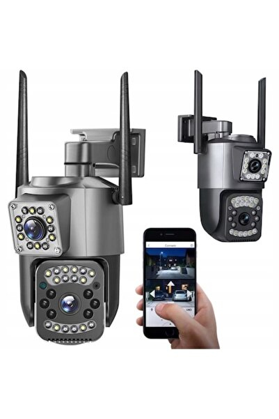 varioshop 6MP Dual‑Lens Wi‑Fi Surveillance Camera, 355° Pan, Color & IR Night Vision