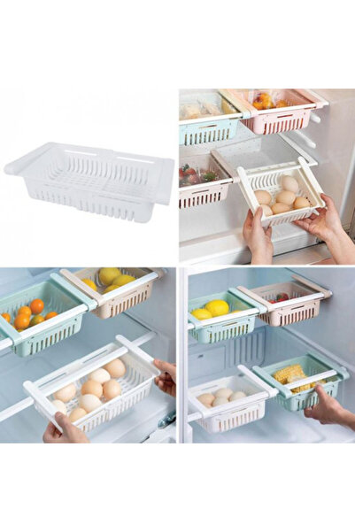 OEM Extendable storage basket for refrigerator, 19.5 x 16 x 8 cm, White