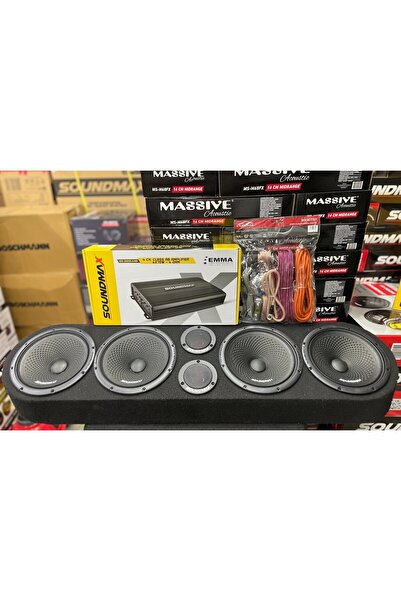 Soundmax 4 ADET 20 CM MİDRANGE+2 ADET 10 CM DOME TWEETER+4 KANAL AMFİ+PANDİZO...